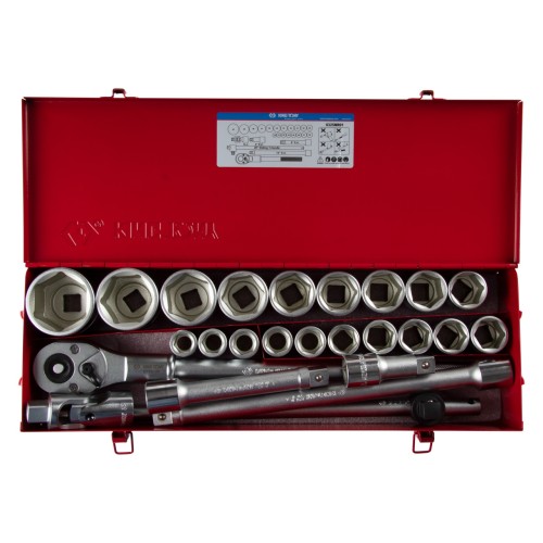 Набор торцевых головок с принадлежностями 3/4", шестигранные, 19-55 мм, 25 предмета KING TONY 6325MR