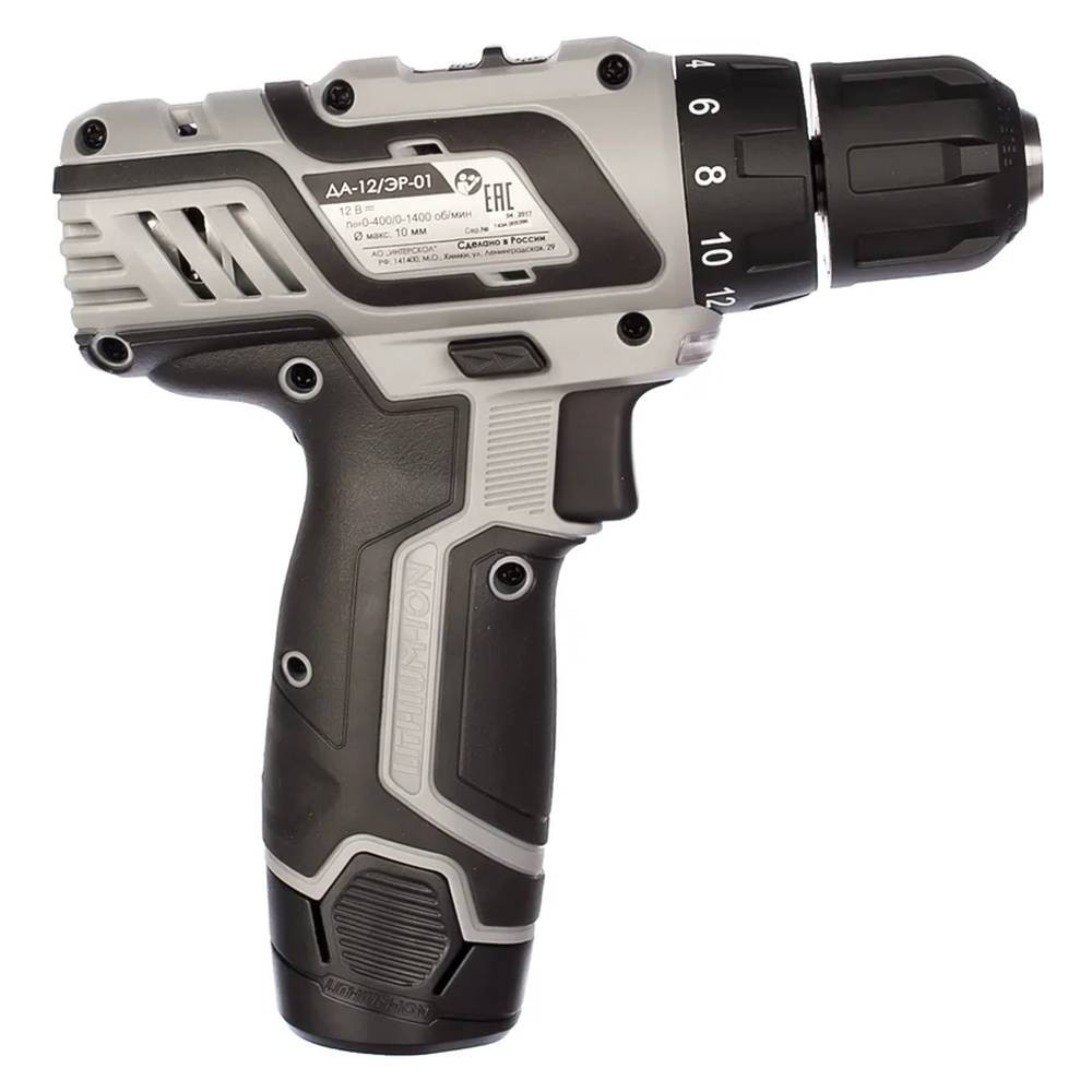 Аккумуляторная дрель-шуруповерт ИНТЕРСКОЛ ДА-12 ЭР-01