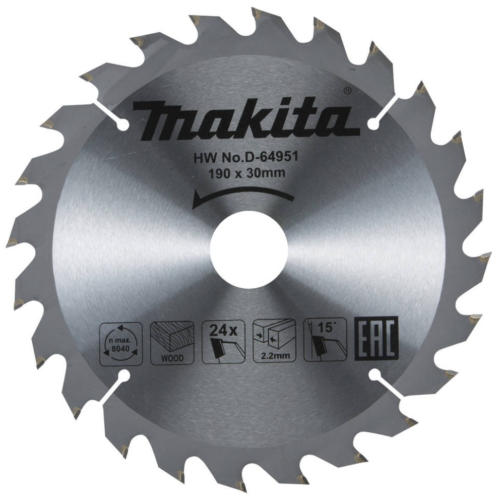 Диск пильный по дереву Makita 190x30мм 24T (D-64951)
