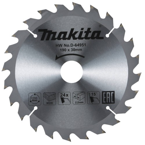 Диск пильный по дереву Makita 190x30мм 24T (D-64951)