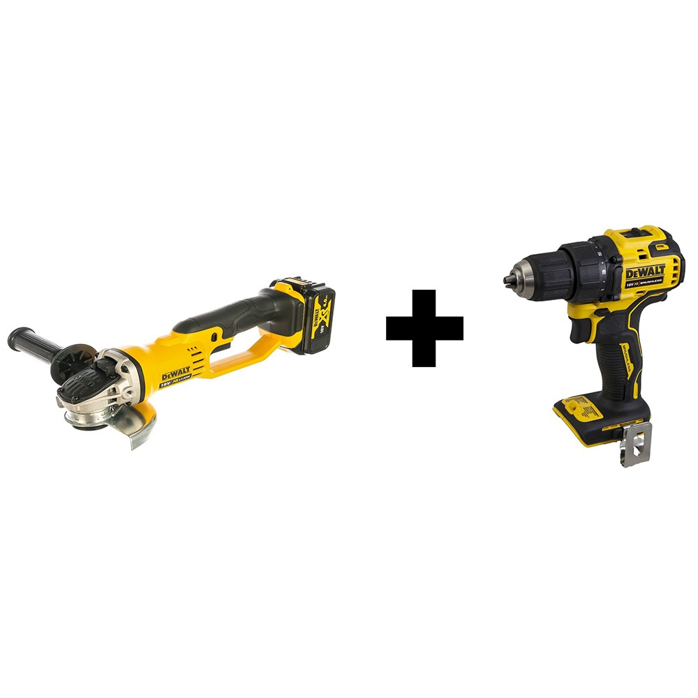 Набор аккумуляторных инструментов DeWalt DCG412M2DD (МШУ DCG412M2 + Шуруповерт DCD708N)
