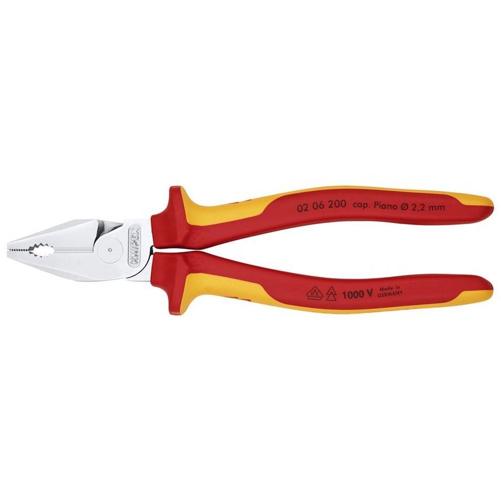 Плоскогубцы комбинированные особой мощности VDE, 200 мм, хром, 2-комп диэлектрические ручки, SB