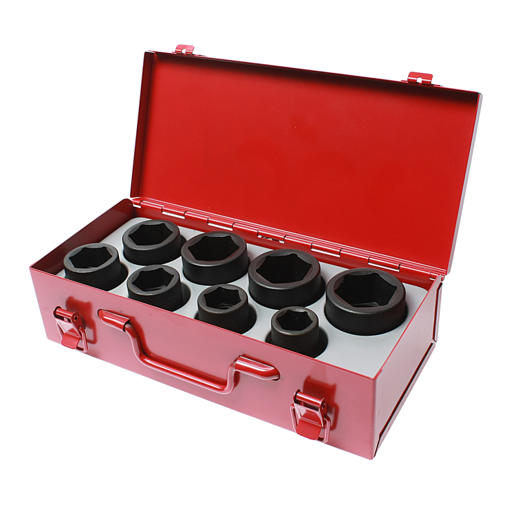 Набор головок торцевых 3/4" 6-ти гранных 21-38мм ударных 8 предметов в кейсе JTC