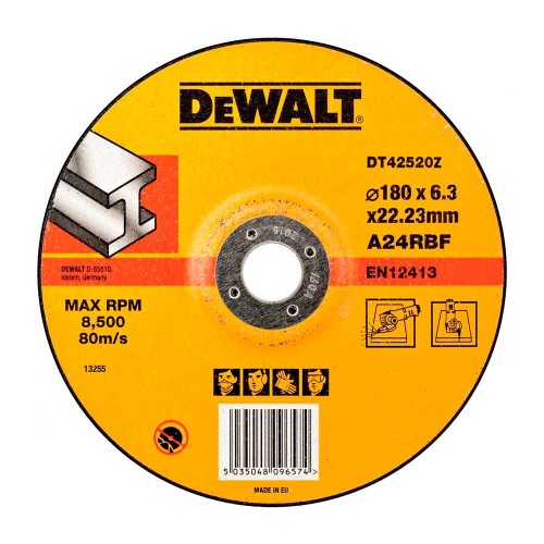 Круг шлифовальный по металлу DeWalt Industrial DT42520Z 180х6.3x22.2мм