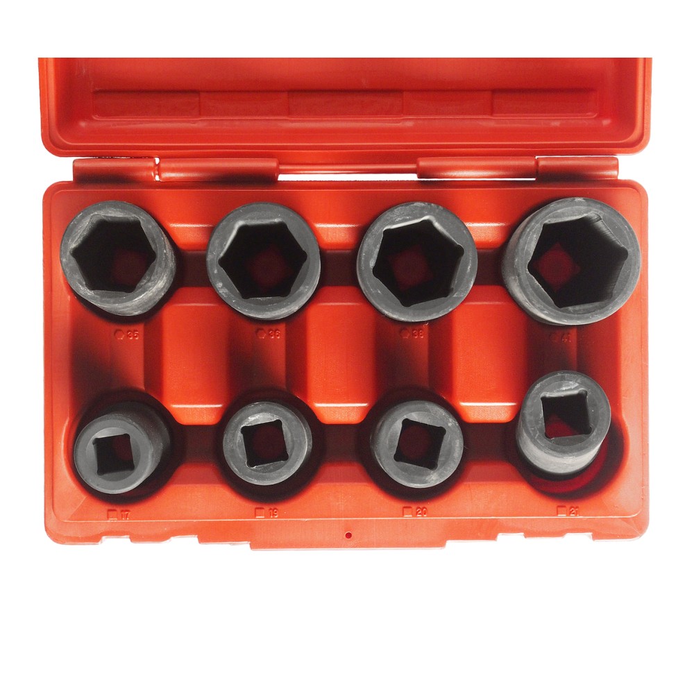 Набор головок торцевых 3/4" для колесных гаек и футурок грузовых автомобилей 8 предметов в кейсе JTC