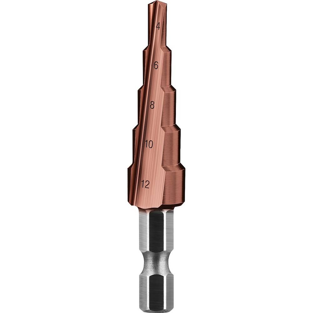 Сверло по металлу ЗУБР Кобальт Р6М5 4-12 мм ступенчатое (29672-4-12-5)