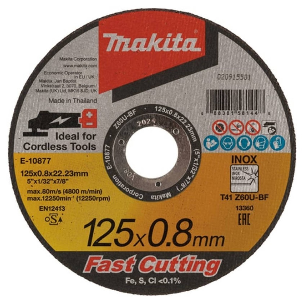 Круг отрезной по нержавеющей стали Makita Z60U 125х0.8х22.22мм (E-10877)