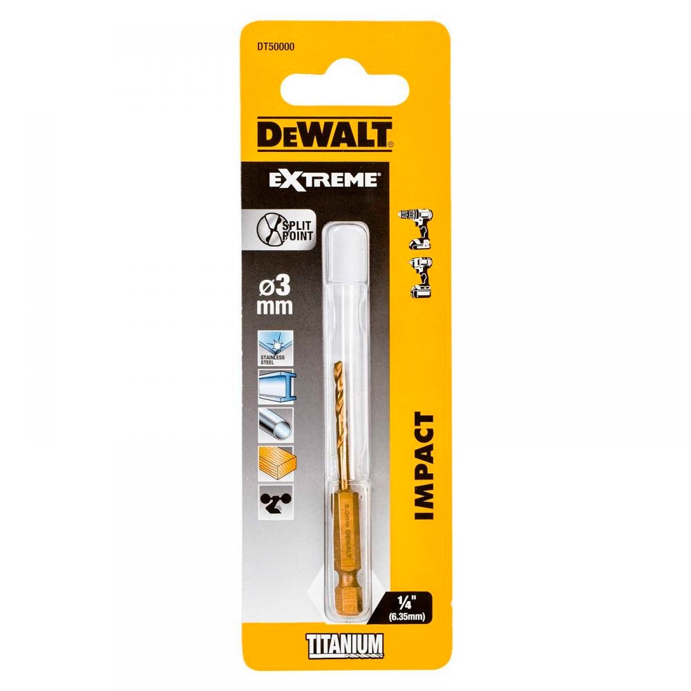 Сверло по металлу DeWalt Impact TITANIUM DT50000 3x65мм
