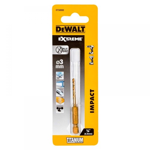 Сверло по металлу DeWalt Impact TITANIUM DT50000 3x65мм