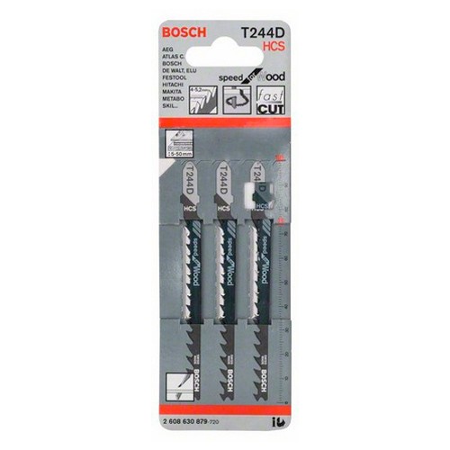 Набор пилок для лобзика по дереву Bosch T244D HCS 100мм 3шт (879)