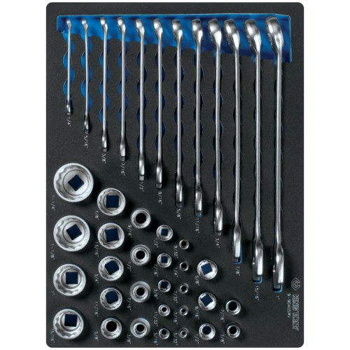 Набор комбинированных ключей, набор торцевых головок 1/4", 3/8", 1/2", ложемент, 40 предметов KING T