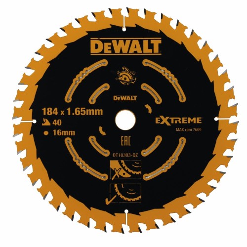 Диск пильный по дереву DeWalt CONSTRUCTION DT10303 184х16мм 40T