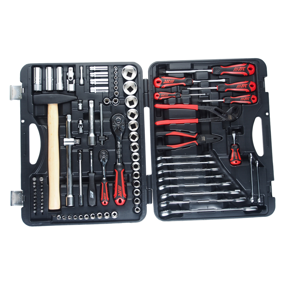 Набор инструментов 90 предметов слесарно-монтажный 1/4",1/2" 6-ти гранных в кейсе JTC