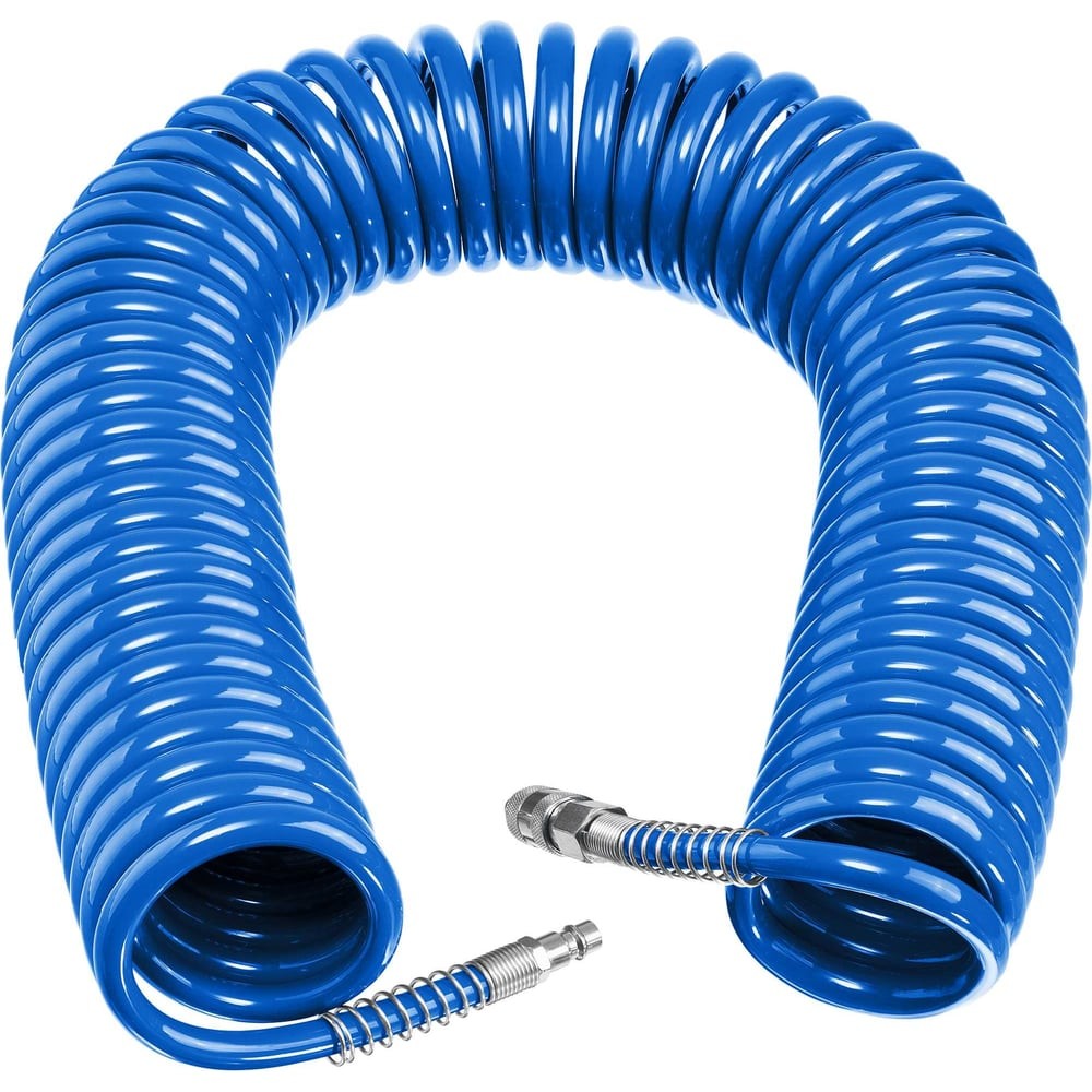 ЗУБР 20 м, 8 х 12 мм, 15 бар, воздушный спиральный шланг с фитингами рапид, Профессионал (6472-20)