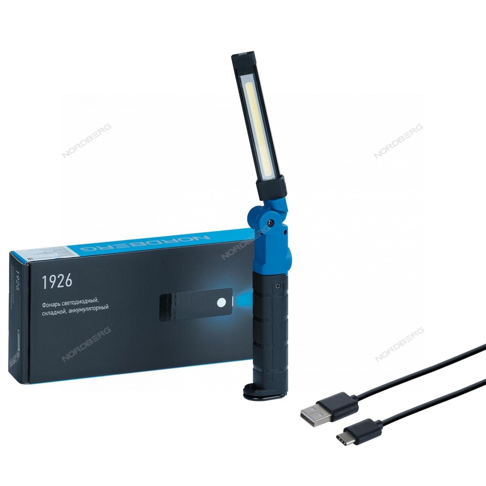 Фонарь светодиодный 248х7 мм, складной, аккумуляторный (без зарядного устройства) NORDBERG 1926