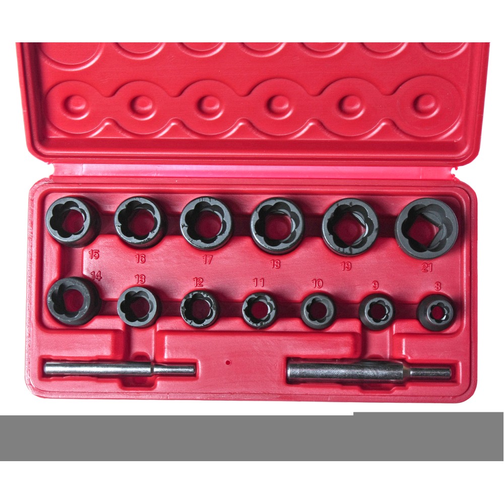 Набор головок для поврежденных болтов и гаек 8-21мм 15 предметов в кейсе JTC