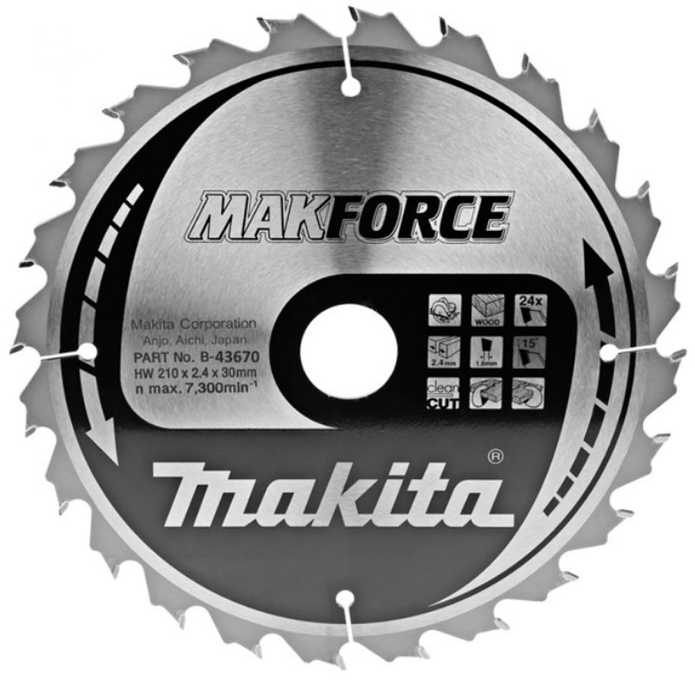 Диск пильный по дереву Makita MAKFORCE 210x30мм 24T (B-43670)