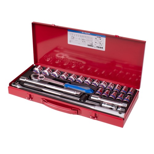 Набор торцевых головок с принадлежностями 1/2", 12-гранные, 10-32 мм, 24 предмета KING TONY