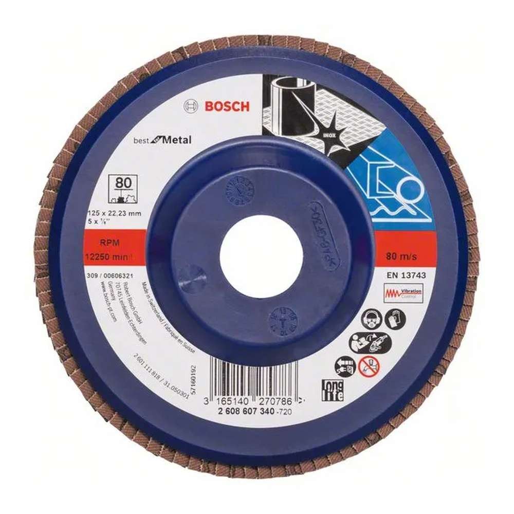 Круг лепестковый торцевой Bosch Best for Metal 125х22.2мм K80 (340)