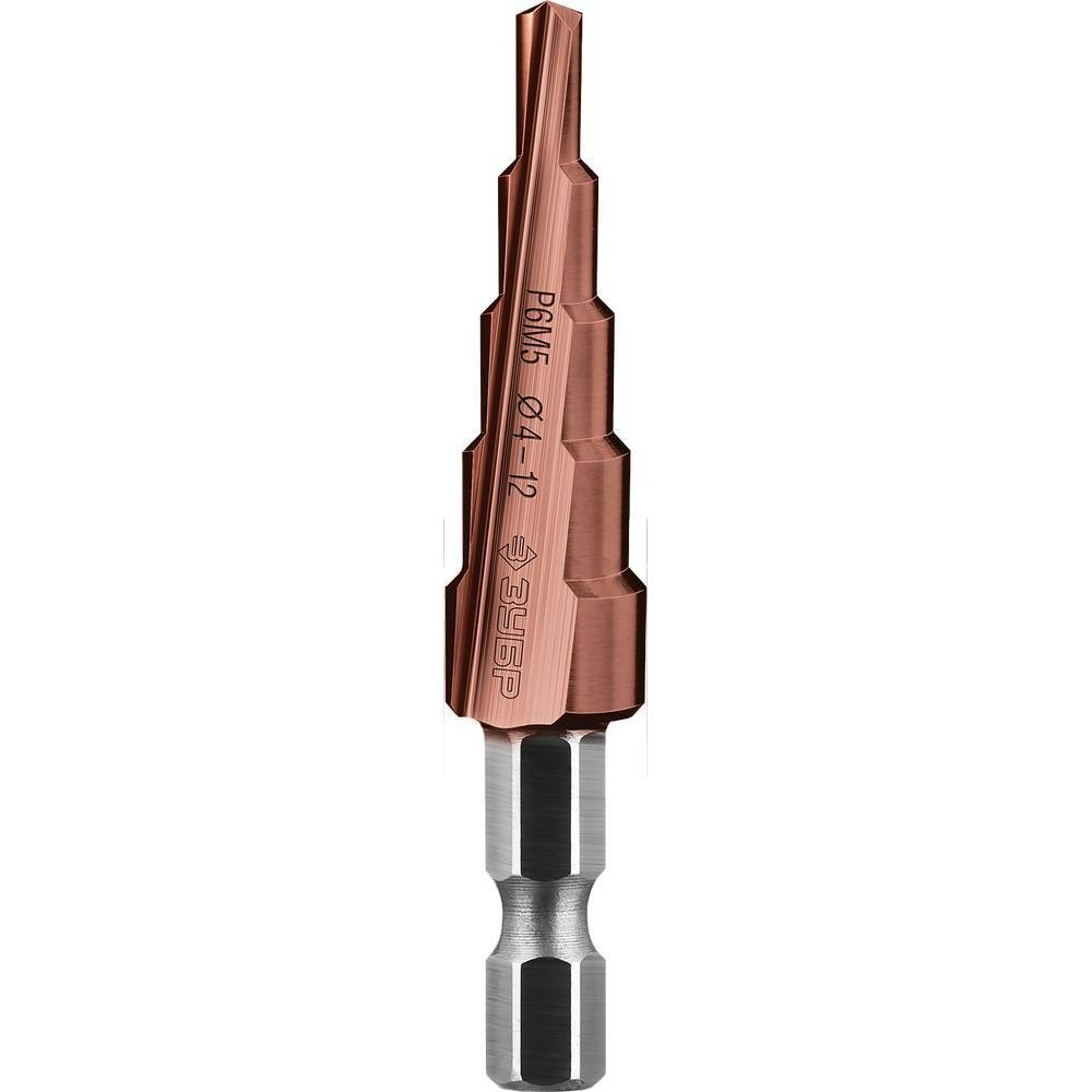 Сверло по металлу ЗУБР Кобальт Р6М5 4-12 мм ступенчатое (29672-4-12-5)
