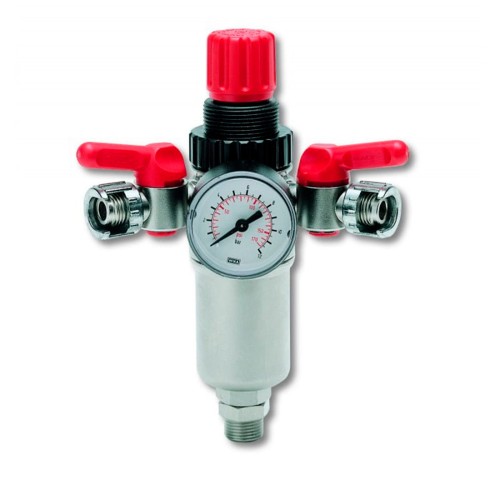 Регулятор давления с манометром и фильтром Remeza RPF-188 1/2"M + 2 крана