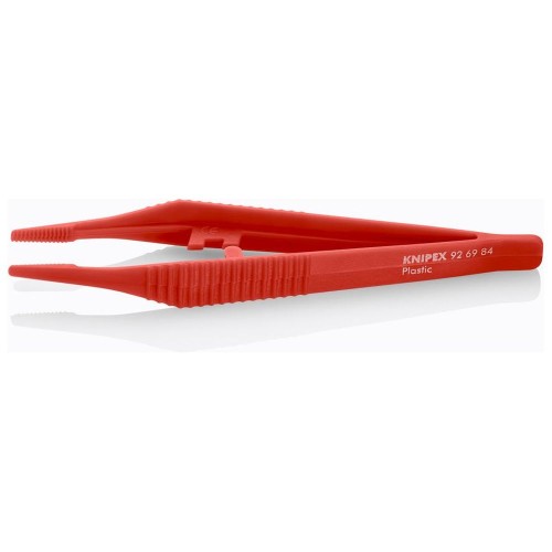 Пинцет пластиковый, термостойкий до 130°С, рифлёные зазубренные трапециевидные губки, 130 мм