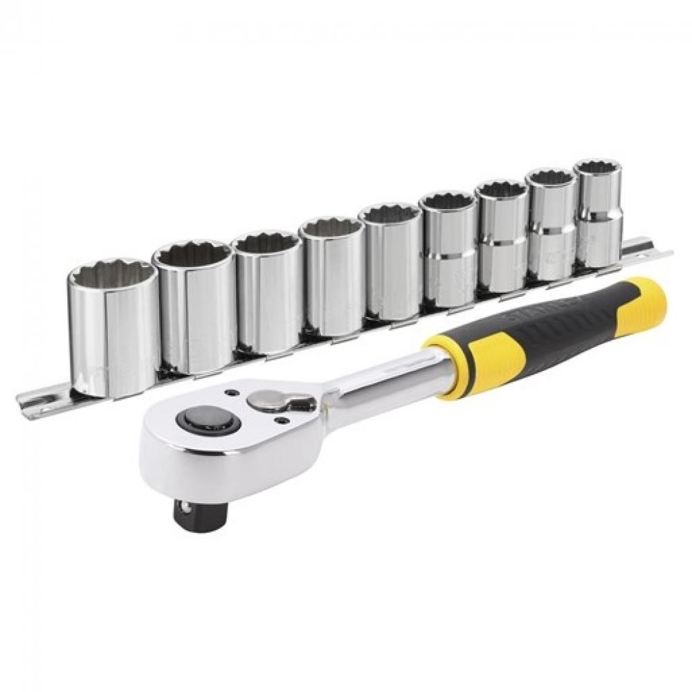 Набор STANLEY рукоятка с храповым механизмом + торцевые головки 1/2" 10 предметов STMT82671-0