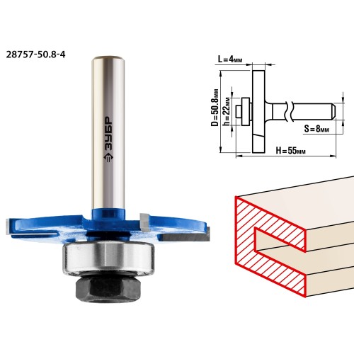 ЗУБР 50.8 x 4 мм, хвостовик 8 мм, фреза горизонтально-пазовая, Профессионал (28757-50.8-4)