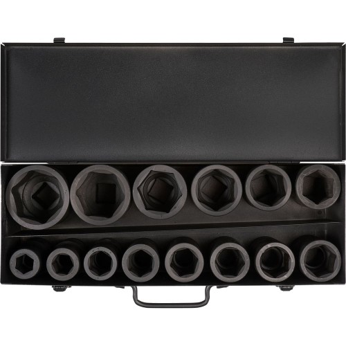 Набор головок ударных 14 шт, 22-60 мм, 90 мм, 1", металлический кейс Airline ATAS046