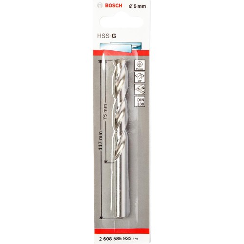 Сверло по металлу Bosch HSS-G Standard 8х117мм (932)