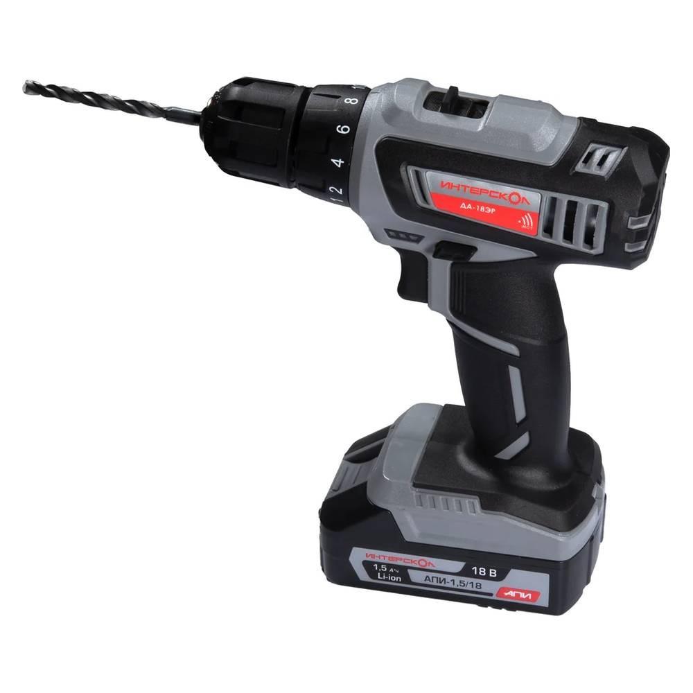 Аккумуляторная дрель-шуруповерт ИНТЕРСКОЛ ДА-18 ЭР(436.0.2.00)