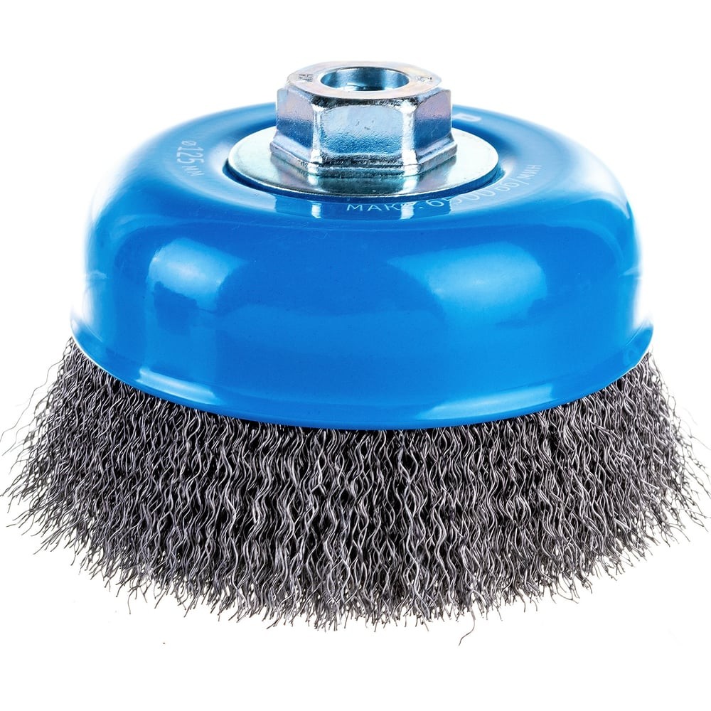 ЗУБР 125 мм, витая, стальная проволока 0.3 мм, чашечная щетка-крацовка для УШМ, Профессионал (35261-125)