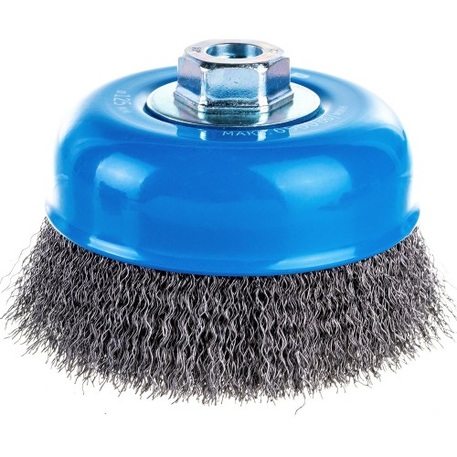 ЗУБР 125 мм, витая, стальная проволока 0.3 мм, чашечная щетка-крацовка для УШМ, Профессионал (35261-125)