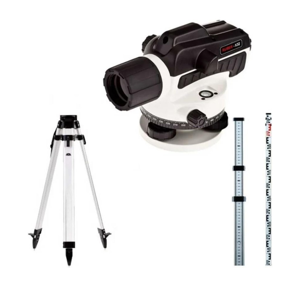 Нивелир оптический ADA Ruber 32 + рейка ADA STAFF 3 + штатив ADA Light