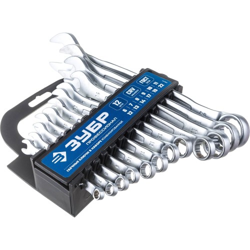 ЗУБР 12 шт, 6 - 22 мм, набор комбинированных гаечных ключей, Профессионал (27088-H12)