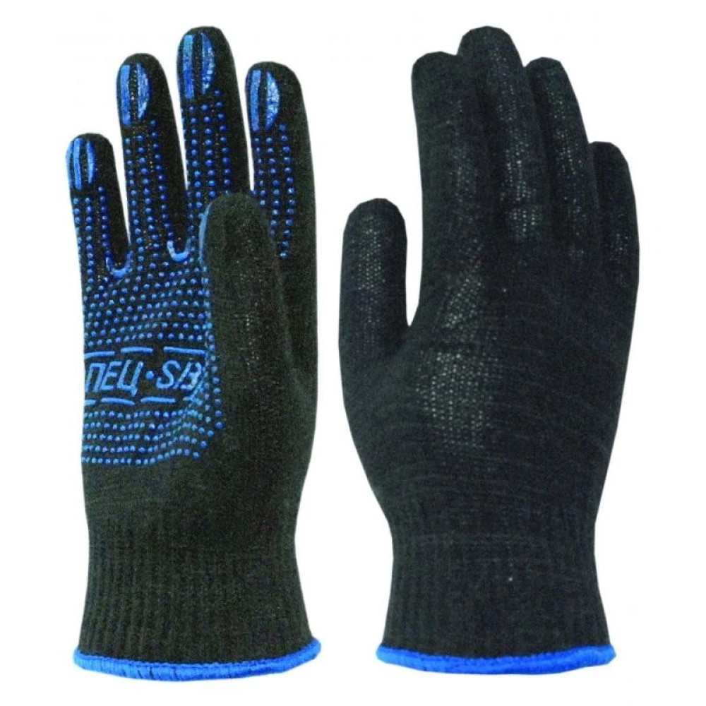 Перчатки х/б СПЕЦ-SB с ПВХ 10класс (черные)