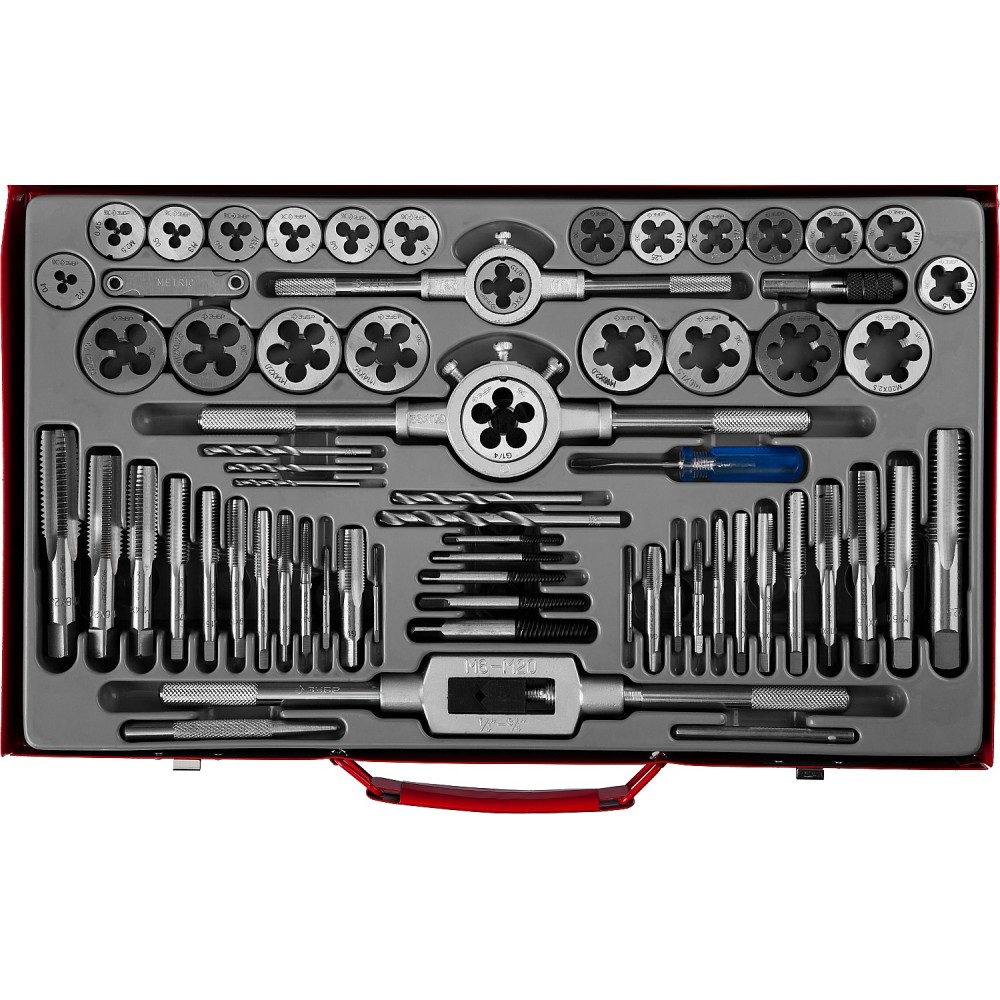 ЗУБР 65 предм., сталь 9ХС, набор метчиков и плашек (28118-H65)