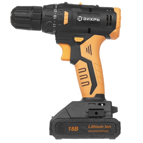 Дрель-шуруповерт аккумуляторная Вихрь ДА-18Л-2К/Б (бесщеточный двигатель)