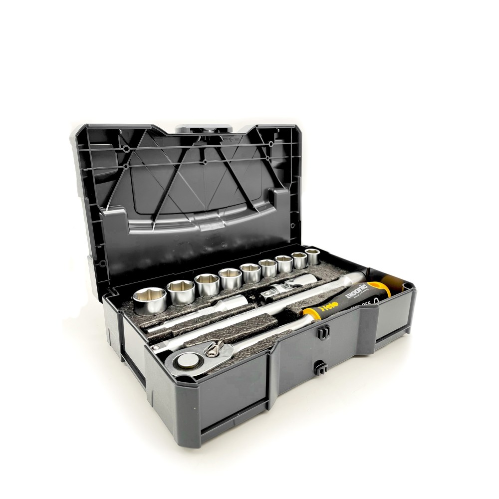 Набор метрических головок 1/2" с удлинённой трещоткой Ergonic в кейсе, 13 шт, Felo 05681318