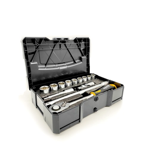 Набор метрических головок 1/2" с удлинённой трещоткой Ergonic в кейсе, 13 шт, Felo 05681318