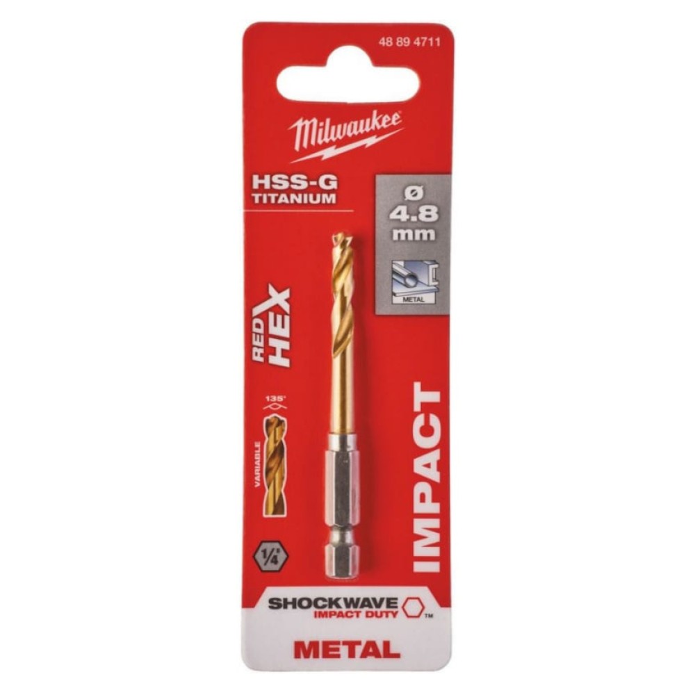 Сверло по металлу Milwaukee RedHEX HSS-G TiN 4.8х78мм (711)