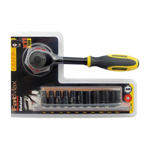 Набор STANLEY FatMax рукоятка с храповым механизмом + торцевые головки 1/4" 11 предметов 0-94-607