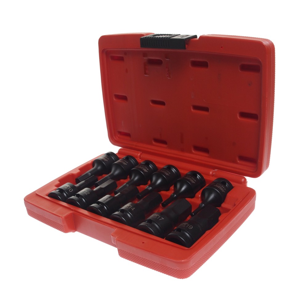 Набор головок ударных 1/2" HEX H4-19мм L=60мм 12 предметов в кейсе JTC