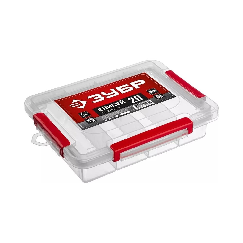 ЗУБР ЕНИСЕЙ-28, 350 х 228 х 50 мм, (14_), пластиковый органайзер с 4 ячейками(38193-14)