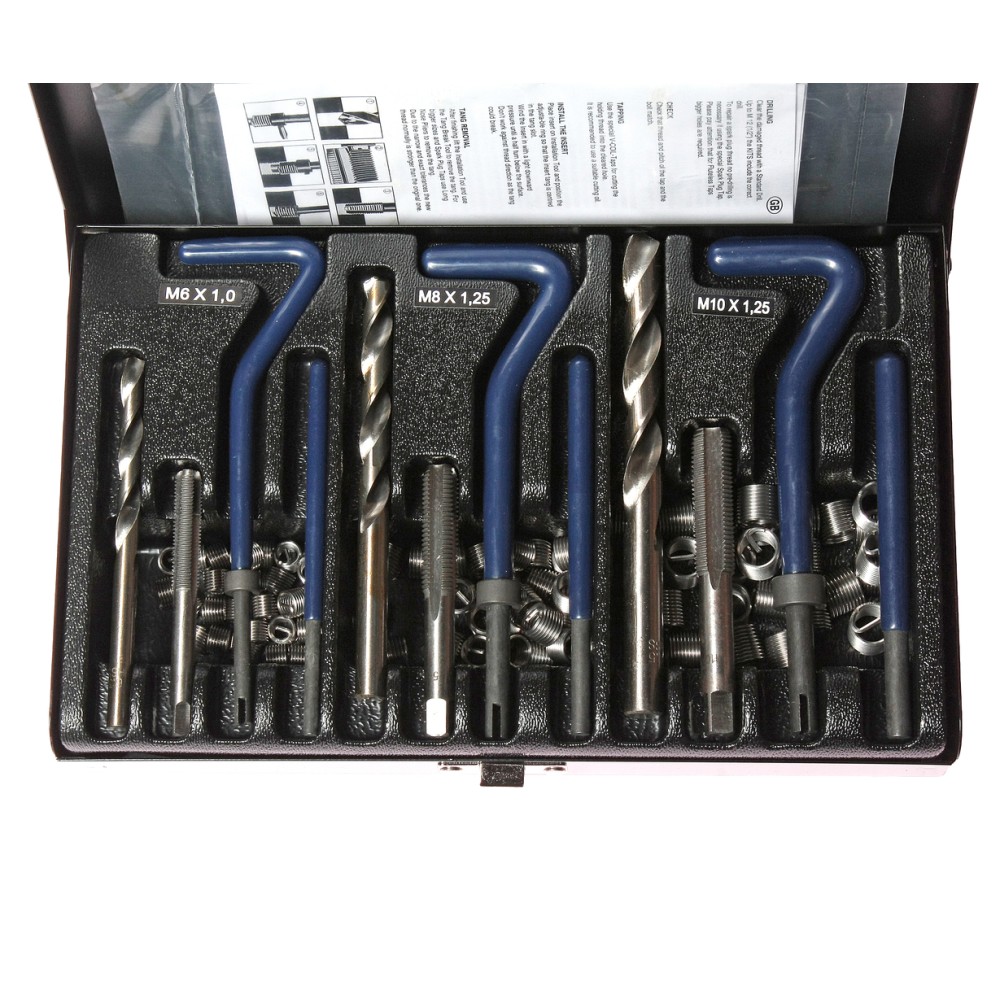 Набор инструментов и вставок для восстановления резьбы М6х1.0-М8х1.25-М10х1.25мм 87 предметов JTC