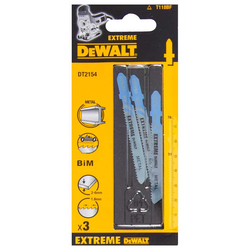Набор пилок для лобзика по металлу DeWalt DT2154 T118BF 76мм 3шт
