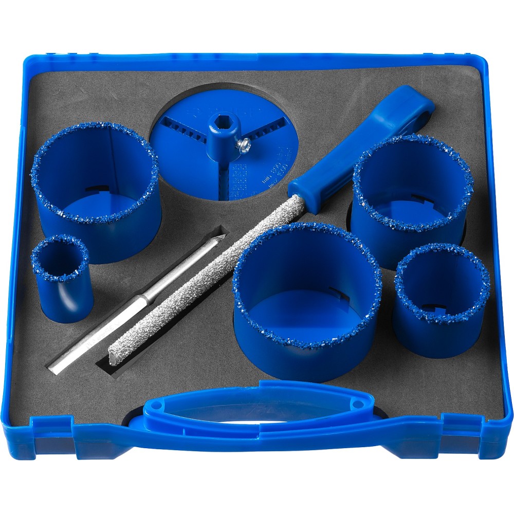 ЗУБР 8 шт, d 33, 53, 67, 73, 83 мм, карбид-вольфрамовое нанесение, набор кольцевых коронок, Профессионал (33350-H8)