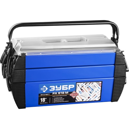 ЗУБР ДОКА-18, 454 х 210 х 230 мм, (18_), металлический ящик для инструментов, Профессионал (38163-18)