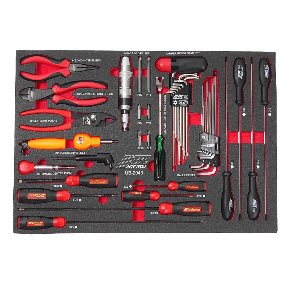 Набор инструментов 43 предмета слесарно-монтажный в ложементе JTC