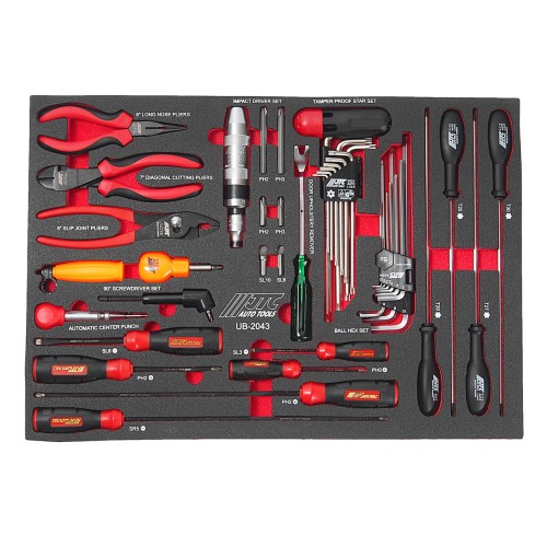 Набор инструментов 43 предмета слесарно-монтажный в ложементе JTC